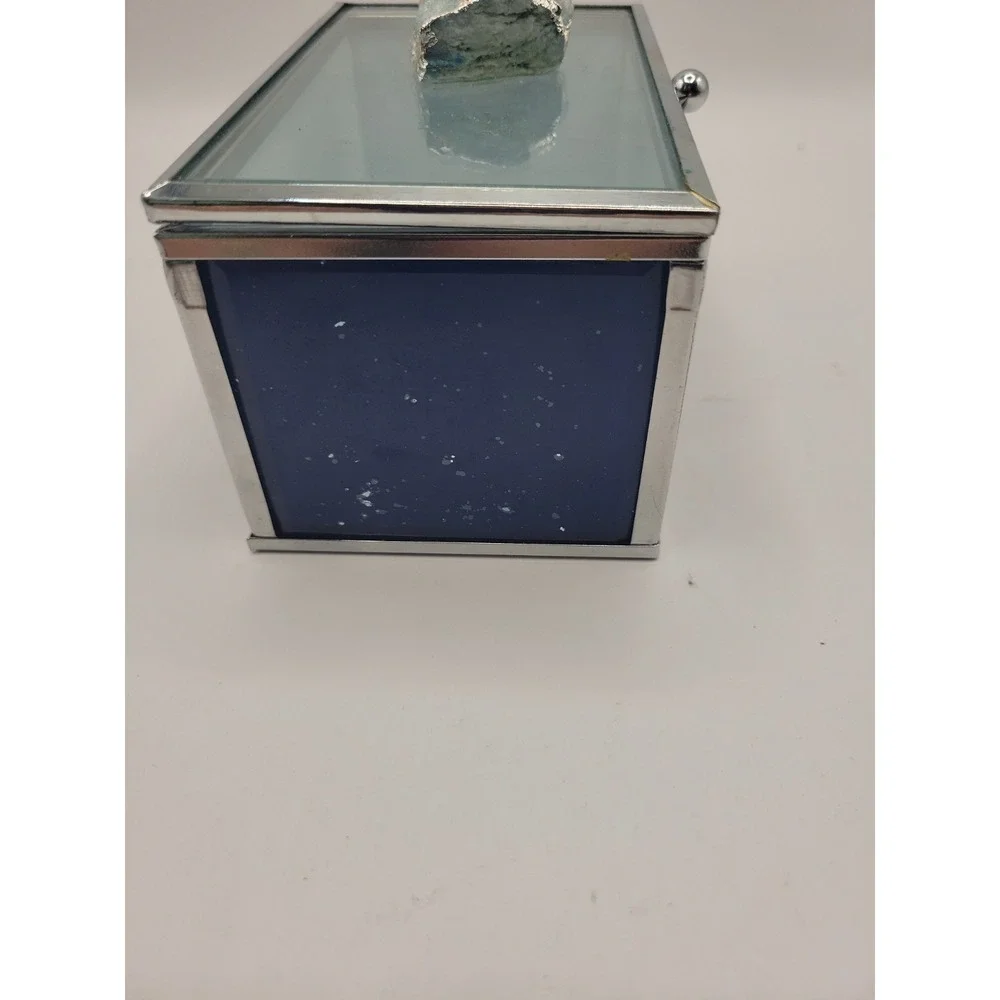 Cynthia Rowley New York Blue & Silver Tone Jewelry Box with Celestite Geode